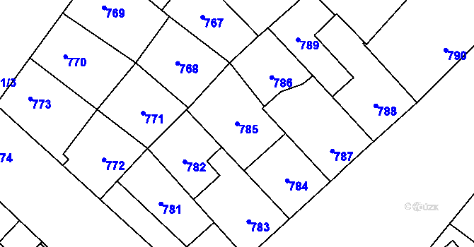 Parcela st. 785 v KÚ Vyškov, Katastrální mapa
