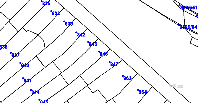 Parcela st. 846 v KÚ Vyškov, Katastrální mapa