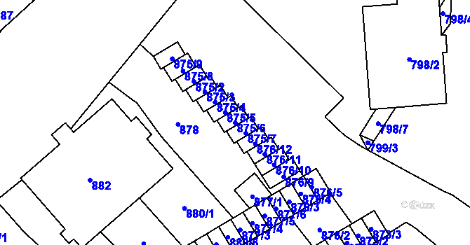 Parcela st. 875/6 v KÚ Vyškov, Katastrální mapa