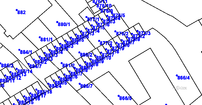 Parcela st. 877/7 v KÚ Vyškov, Katastrální mapa