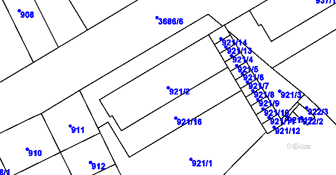 Parcela st. 921/2 v KÚ Vyškov, Katastrální mapa