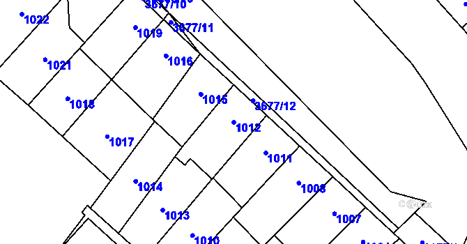 Parcela st. 1012 v KÚ Vyškov, Katastrální mapa