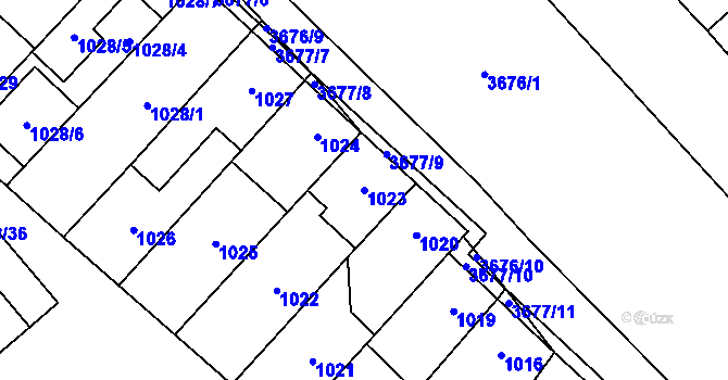 Parcela st. 1023 v KÚ Vyškov, Katastrální mapa