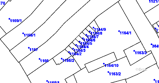 Parcela st. 1164/5 v KÚ Vyškov, Katastrální mapa