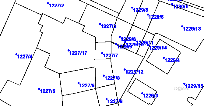 Parcela st. 1227/7 v KÚ Vyškov, Katastrální mapa
