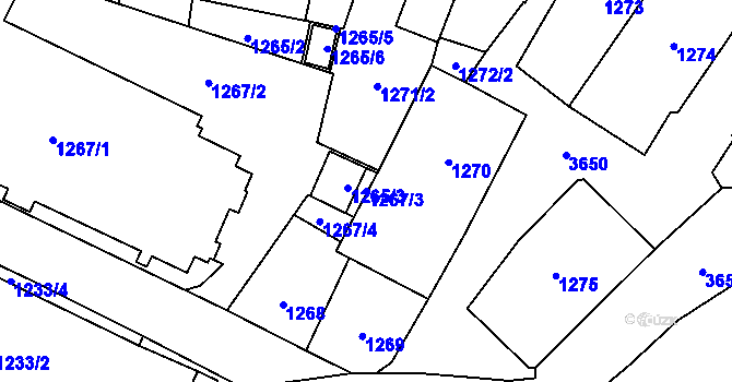 Parcela st. 1267/3 v KÚ Vyškov, Katastrální mapa