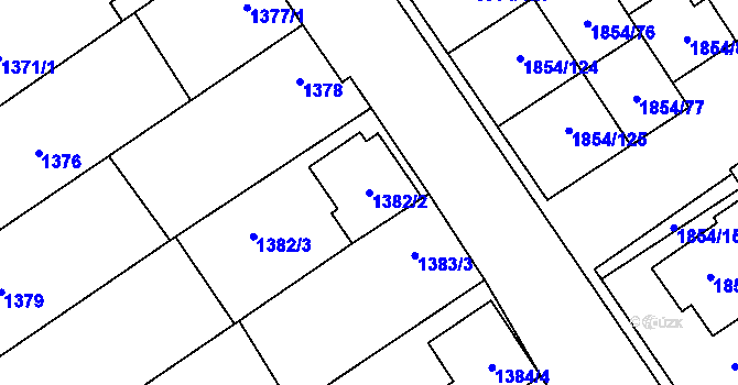 Parcela st. 1382/2 v KÚ Vyškov, Katastrální mapa