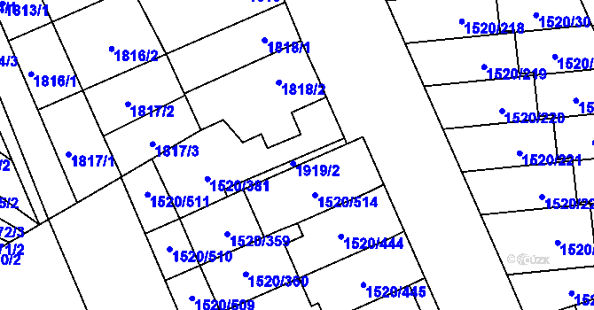 Parcela st. 1919/2 v KÚ Vyškov, Katastrální mapa