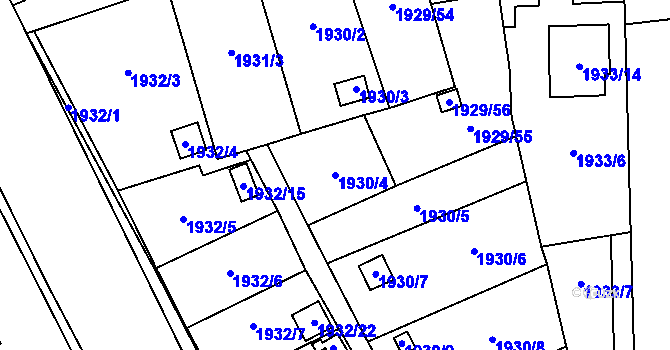 Parcela st. 1930/4 v KÚ Vyškov, Katastrální mapa