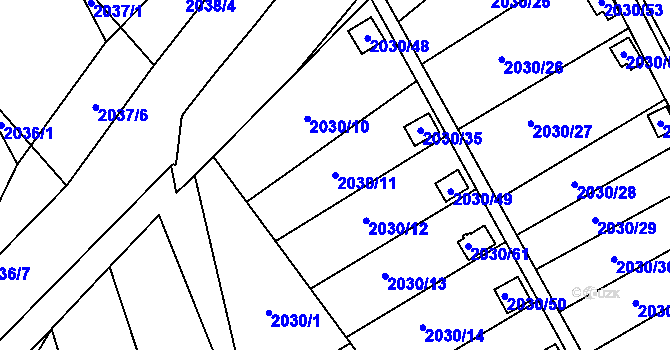 Parcela st. 2030/11 v KÚ Vyškov, Katastrální mapa
