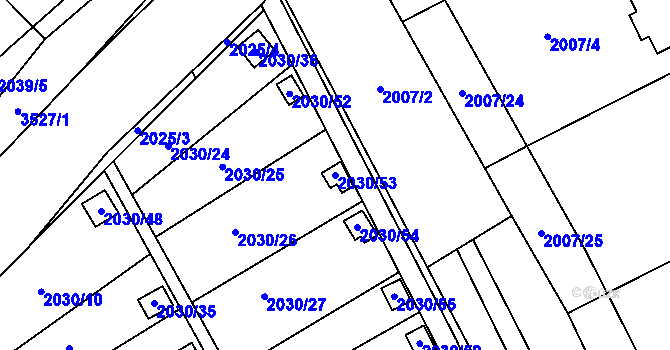 Parcela st. 2030/53 v KÚ Vyškov, Katastrální mapa