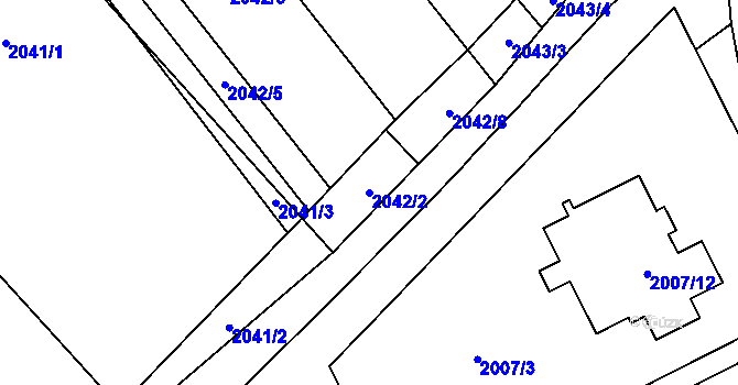 Parcela st. 2042/2 v KÚ Vyškov, Katastrální mapa