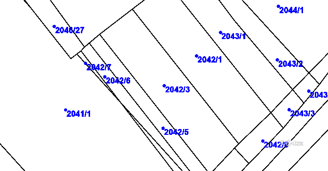 Parcela st. 2042/3 v KÚ Vyškov, Katastrální mapa