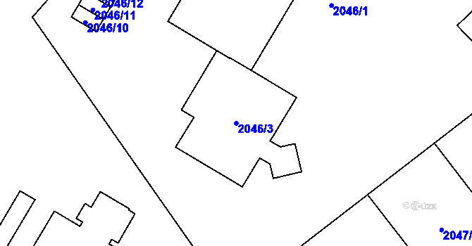 Parcela st. 2046/3 v KÚ Vyškov, Katastrální mapa