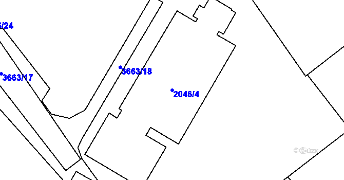 Parcela st. 2046/4 v KÚ Vyškov, Katastrální mapa