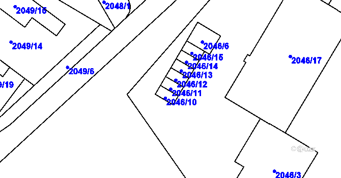 Parcela st. 2046/11 v KÚ Vyškov, Katastrální mapa