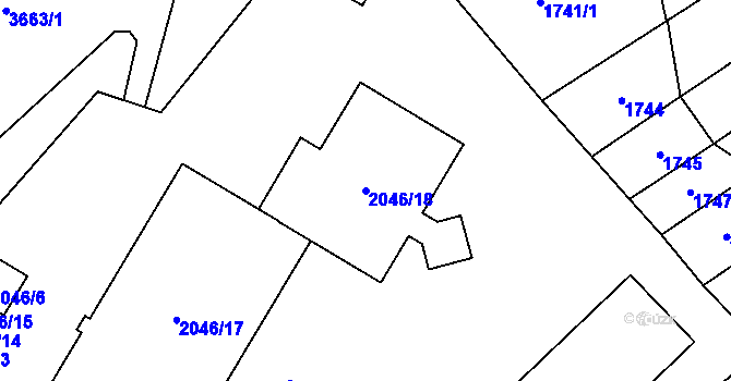 Parcela st. 2046/18 v KÚ Vyškov, Katastrální mapa