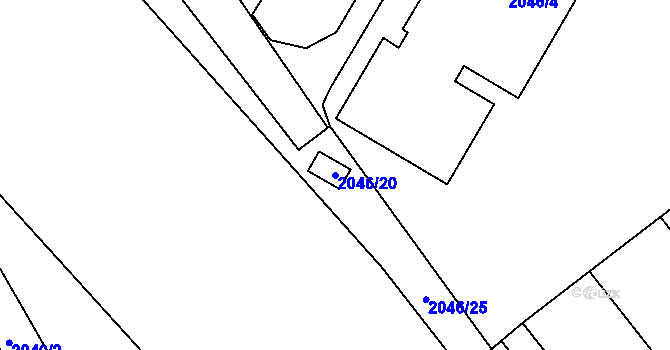 Parcela st. 2046/20 v KÚ Vyškov, Katastrální mapa