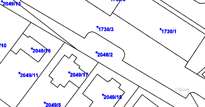 Parcela st. 2048 v KÚ Vyškov, Katastrální mapa