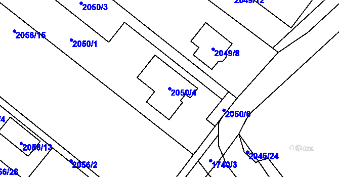 Parcela st. 2050/4 v KÚ Vyškov, Katastrální mapa