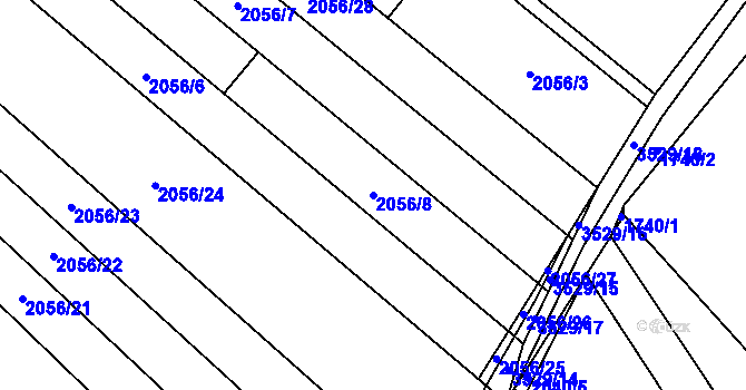 Parcela st. 2056/8 v KÚ Vyškov, Katastrální mapa