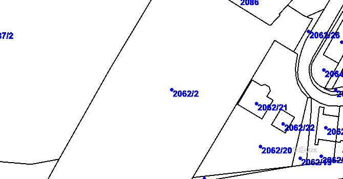 Parcela st. 2062/2 v KÚ Vyškov, Katastrální mapa