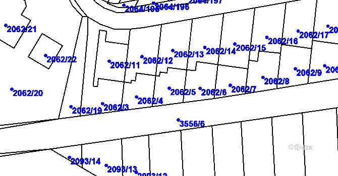 Parcela st. 2062/5 v KÚ Vyškov, Katastrální mapa