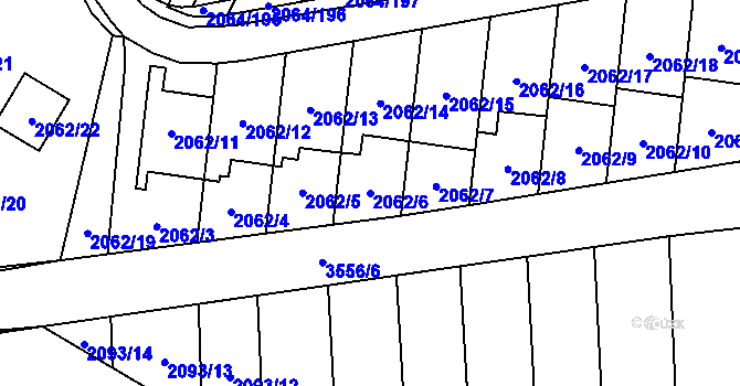 Parcela st. 2062/6 v KÚ Vyškov, Katastrální mapa