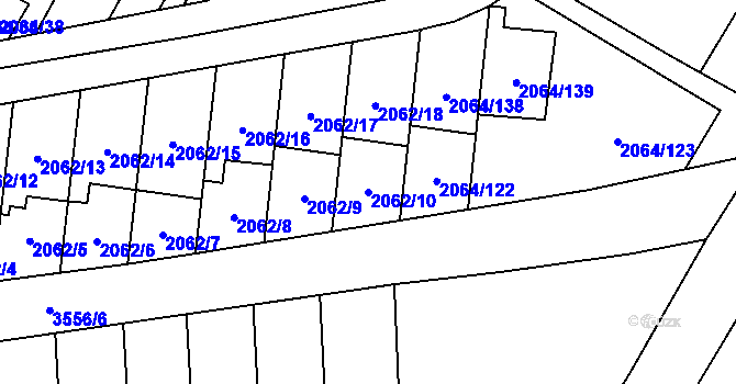 Parcela st. 2062/10 v KÚ Vyškov, Katastrální mapa