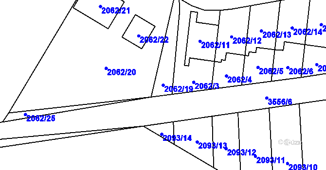 Parcela st. 2062/19 v KÚ Vyškov, Katastrální mapa