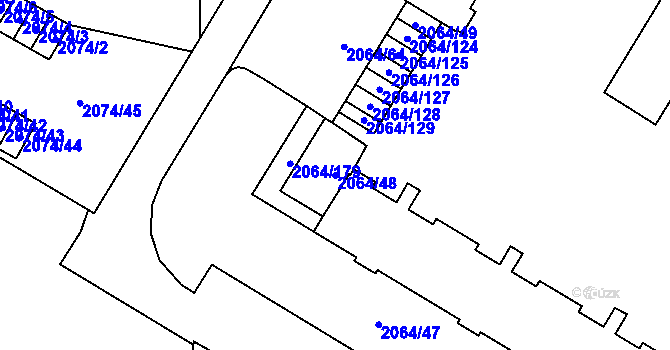 Parcela st. 2064/48 v KÚ Vyškov, Katastrální mapa
