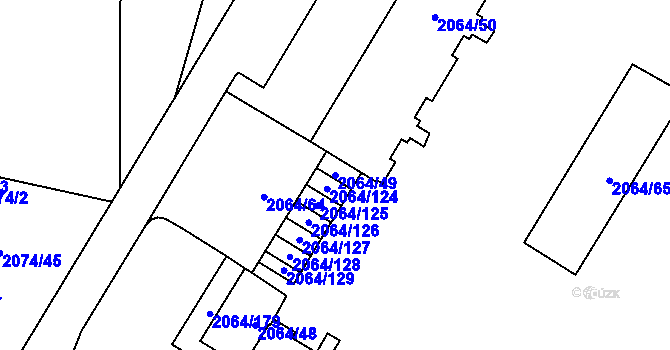 Parcela st. 2064/49 v KÚ Vyškov, Katastrální mapa