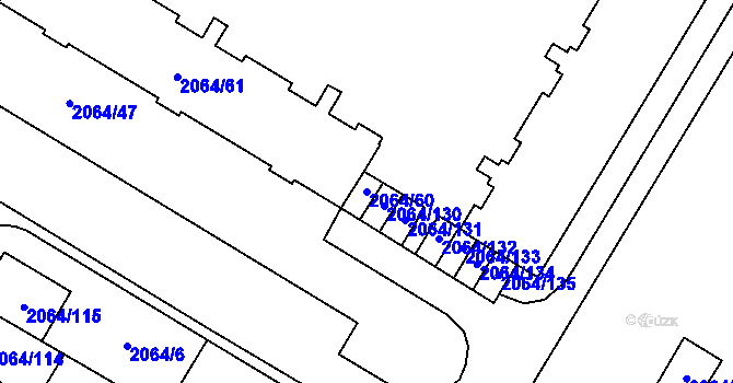 Parcela st. 2064/60 v KÚ Vyškov, Katastrální mapa