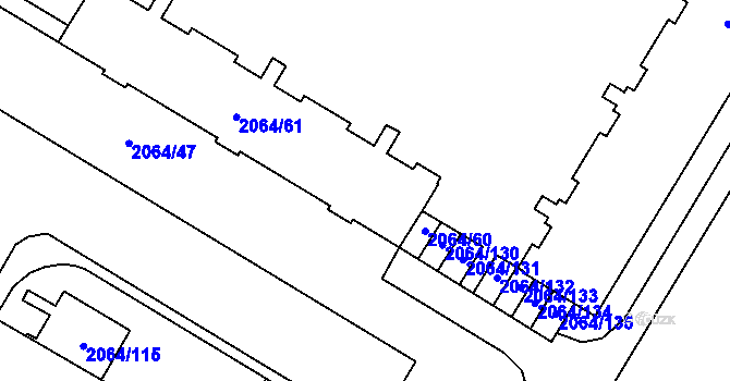 Parcela st. 2064/61 v KÚ Vyškov, Katastrální mapa