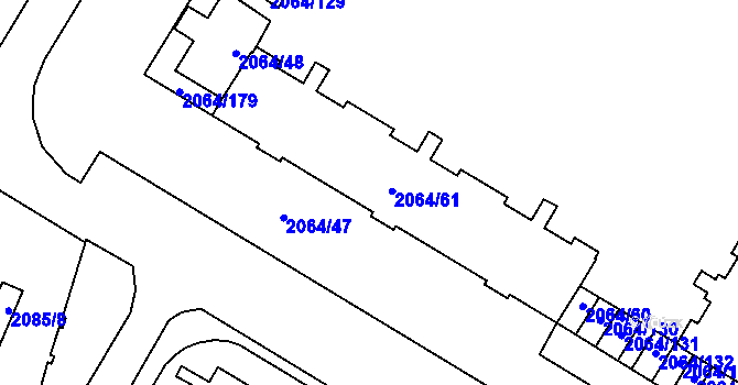 Parcela st. 2064/62 v KÚ Vyškov, Katastrální mapa
