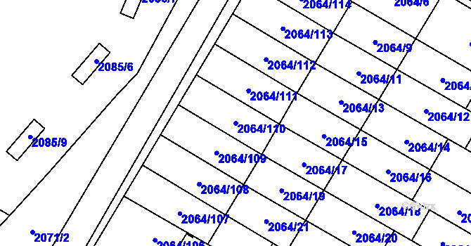 Parcela st. 2064/110 v KÚ Vyškov, Katastrální mapa