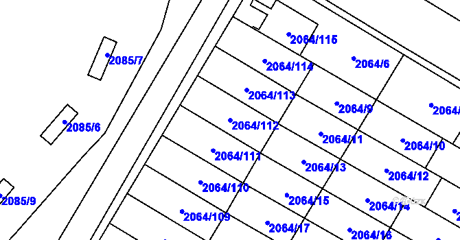 Parcela st. 2064/112 v KÚ Vyškov, Katastrální mapa