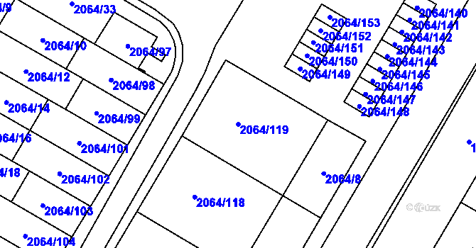 Parcela st. 2064/119 v KÚ Vyškov, Katastrální mapa