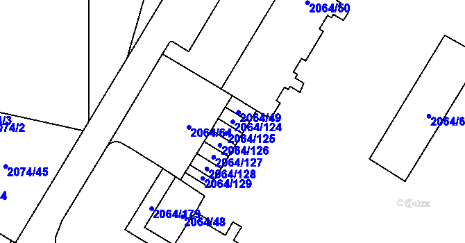 Parcela st. 2064/124 v KÚ Vyškov, Katastrální mapa
