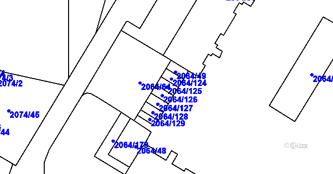 Parcela st. 2064/125 v KÚ Vyškov, Katastrální mapa