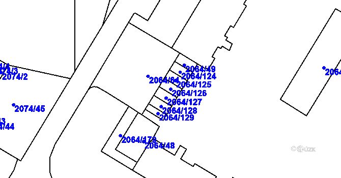 Parcela st. 2064/126 v KÚ Vyškov, Katastrální mapa