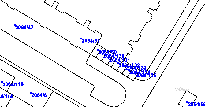 Parcela st. 2064/130 v KÚ Vyškov, Katastrální mapa