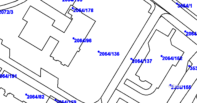 Parcela st. 2064/136 v KÚ Vyškov, Katastrální mapa