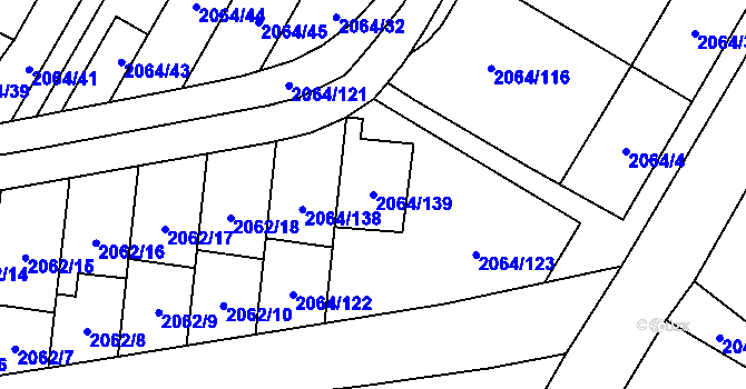 Parcela st. 2064/139 v KÚ Vyškov, Katastrální mapa