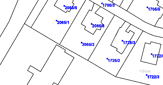 Parcela st. 2065/2 v KÚ Vyškov, Katastrální mapa