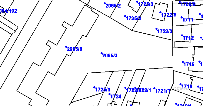 Parcela st. 2065/3 v KÚ Vyškov, Katastrální mapa