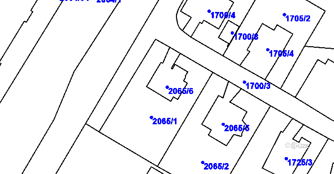 Parcela st. 2065/6 v KÚ Vyškov, Katastrální mapa