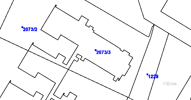 Parcela st. 2073/3 v KÚ Vyškov, Katastrální mapa