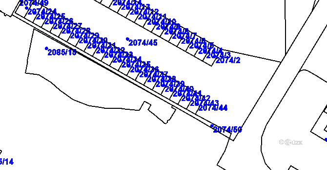 Parcela st. 2074/40 v KÚ Vyškov, Katastrální mapa
