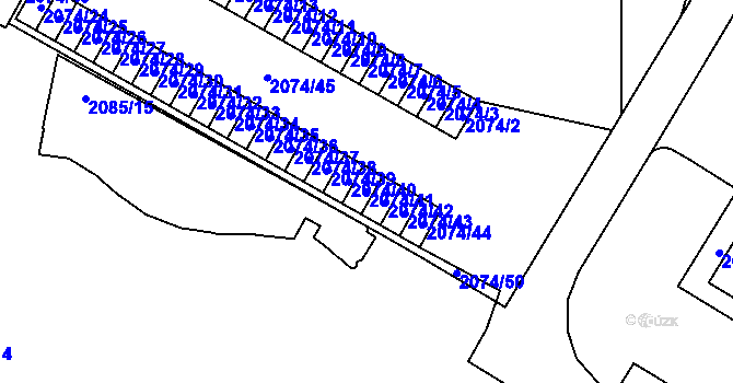 Parcela st. 2074/41 v KÚ Vyškov, Katastrální mapa